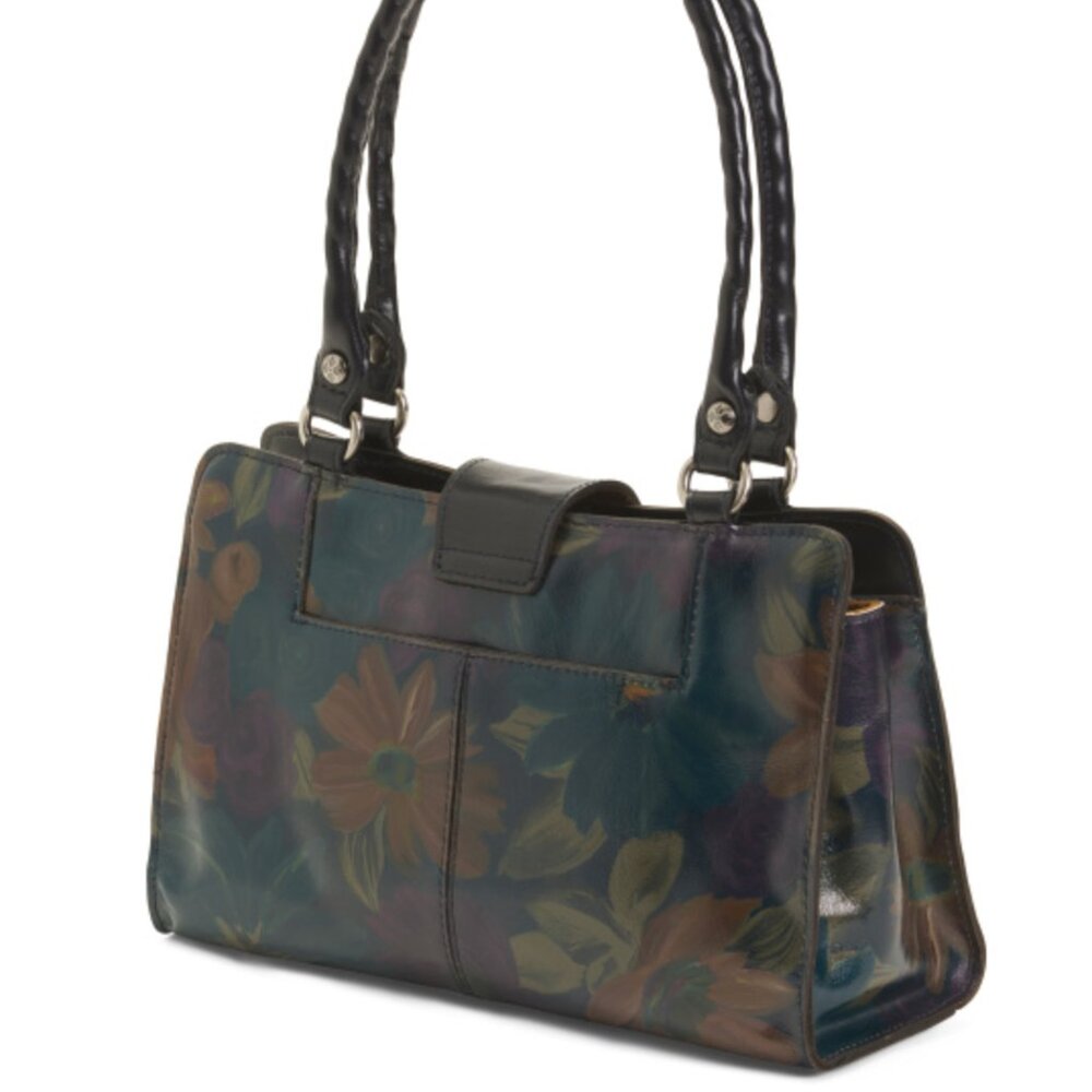 Patricia Nash Rienzo Floral Black Leather Peruvian Painting Shoulder Handbag - Picture 7 of 16
